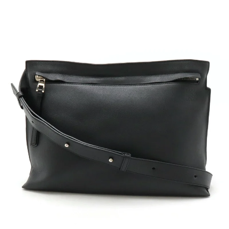 Leather - Trimmed Denim Crossbody Bag in Blue for a Vintage - Inspired LookLoewe Anagram T Leather Messenger Bag Black