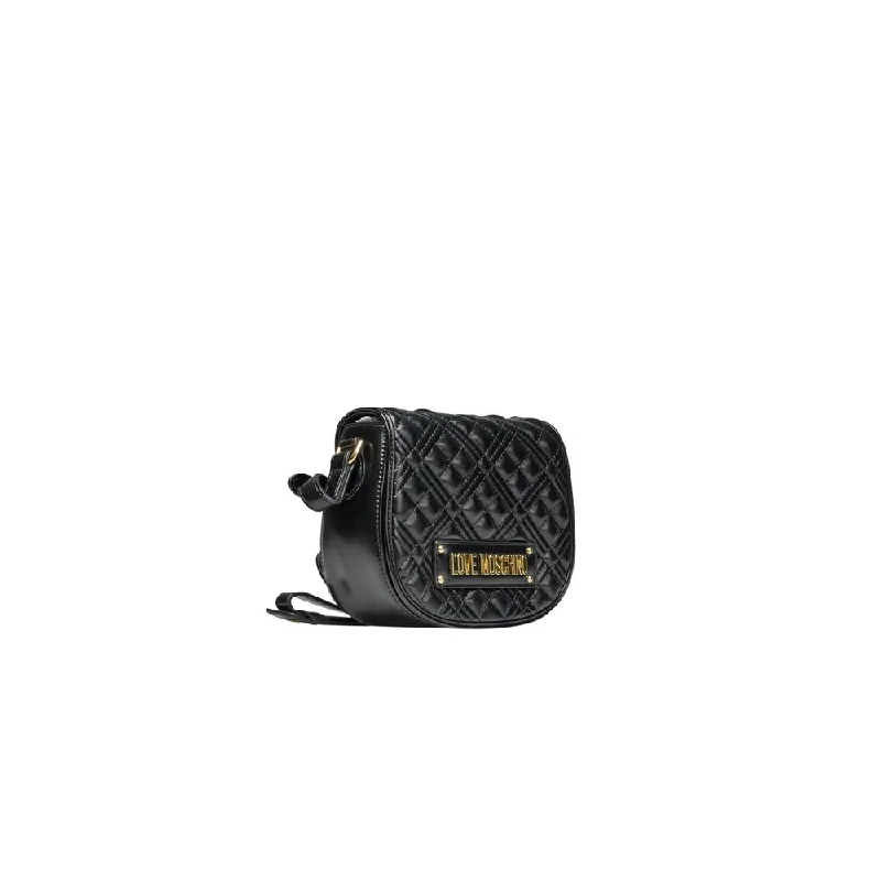 Leather - Trimmed Denim Crossbody Bag in Blue for a Vintage - Inspired LookLove Moschino Black Polyethylene Women Crossbody Bag