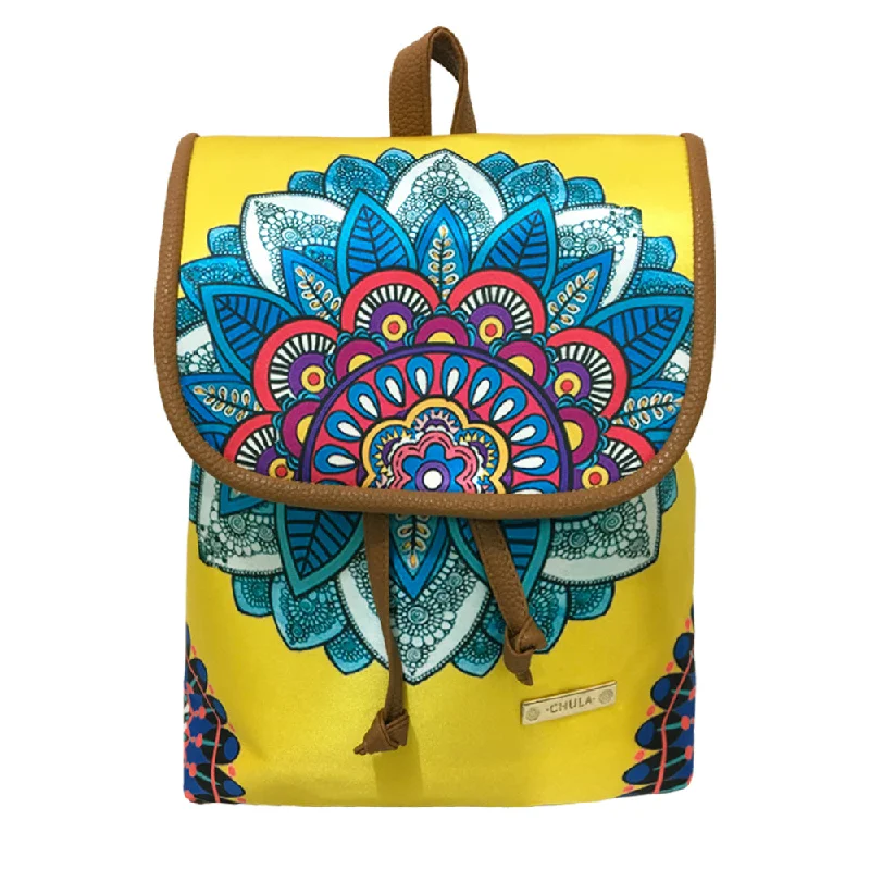 Women's Backpacks with Built - in Rain Covers in Green for Outdoor EnthusiastsYellow Mandala - Backpack Celine