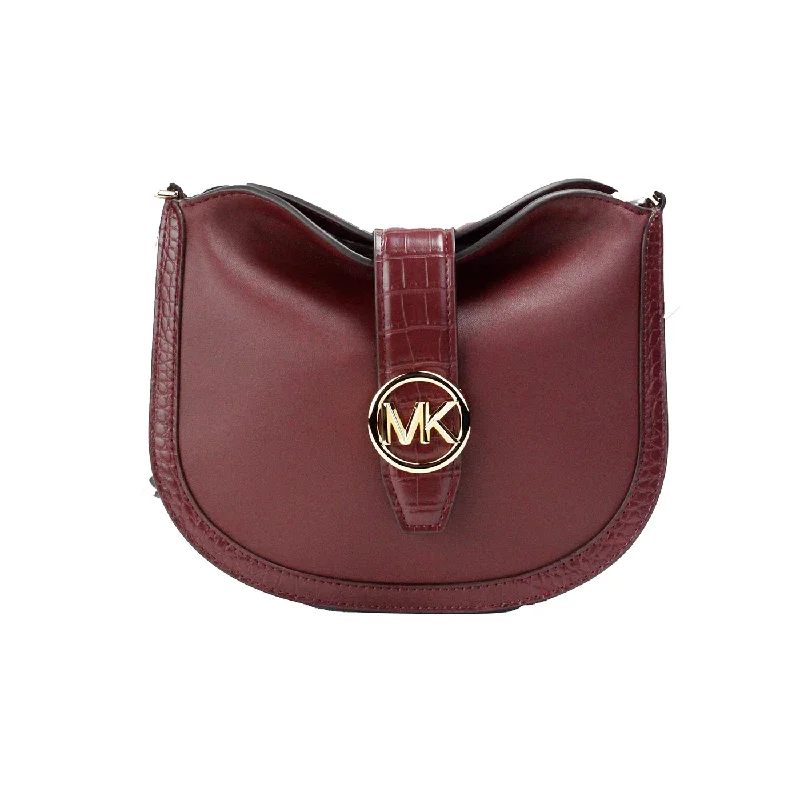 Geometric - Printed PVC Crossbody Bag in Multicolor for Trendy Street StyleMichael Kors Gabby Small Dark Cherry Leather Foldover Hobo Crossbody Bag