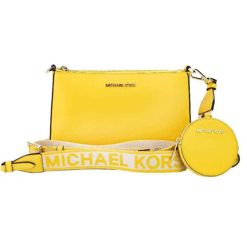 Hand - painted Canvas Crossbody Bag in Yellow for a Unique and Artistic LookMichael Kors Jet Set Daffodil Vegan Crossbody Tech Attachment Bag Purse