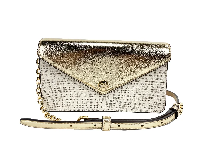 Metallic Crossbody Bag in Silver for New Year's Eve and Special CelebrationsMichael Kors Jet Set Travel Pale Gold Small Flap Clutch Crossbody Bag