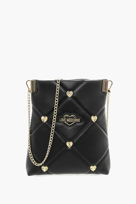 Moschino Love Quilted Faux Leather Crossbody Bag With Heart-Shaped Je