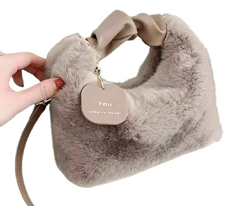 Suede Crossbody Bag in Olive Green for Fall Fashion StatementsWinter Plush Fur Crossbody Handbag - Trendy & Cozy for Women - WCB011