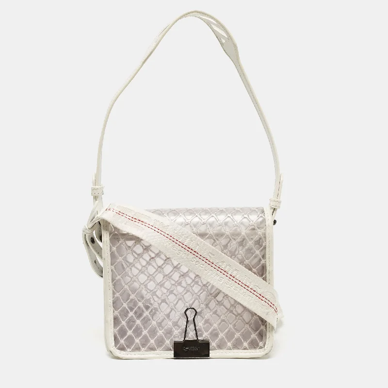 Women's Crossbody Bag with RFID - Blocking Pocket in Black for Safe TravelOff-White White/clear Pvc Net Binder Clip Crossbody Bag