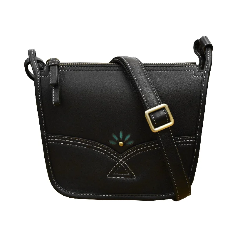 Women's Crossbody Bag with RFID - Blocking Pocket in Black for Safe TravelPhoenix Collection, Top Zip Mini Crossbody