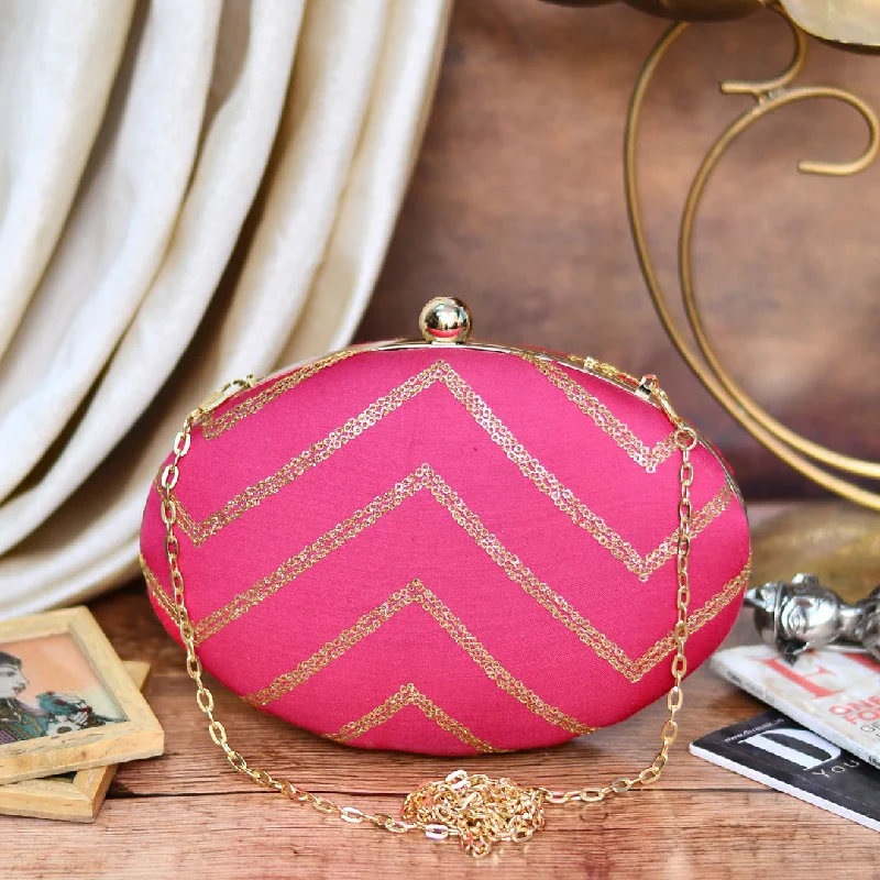 Geometric - Patterned PVC Evening Bag in Multicolor for Trendy Nights OutPink Zig Zag Clutch