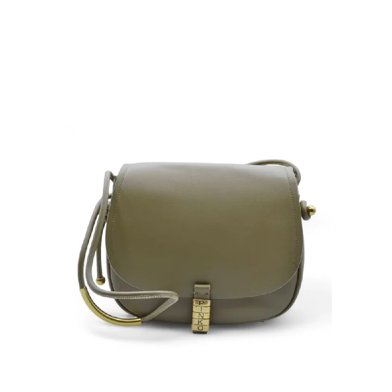 Medium - sized Canvas Crossbody Bag in Beige with Floral Print for Spring OutingsPINKO Green Leather Crossbody Bag