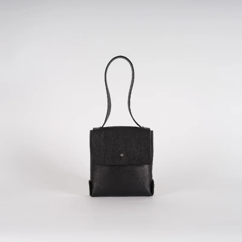 Leather Shoulder Bag with Magnetic Closure in Black for Quick AccessBlack Puzzle Bag