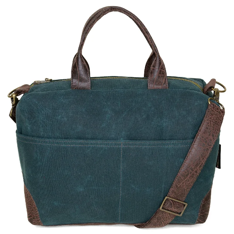 Medium - sized Canvas Crossbody Bag in Beige with Floral Print for Spring OutingsPoppi Premier Purse: Deep Teal Waxed Canvas