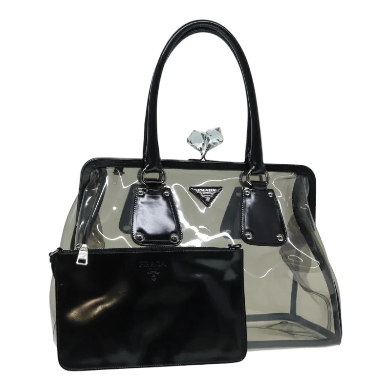 Leather Clutch with Chain Strap in Black for Cocktail PartiesPrada Plexi Bag clear Vinyl Handbag (Pre-Owned)