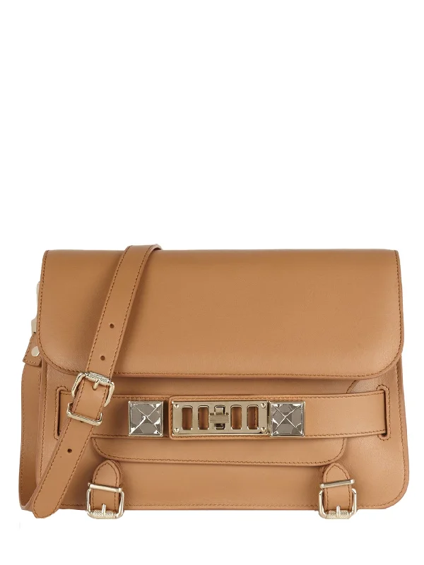 Canvas and Leather Combo Shoulder Bag in Tan for a Rustic LookPS11 Classic Smooth, Biscotti