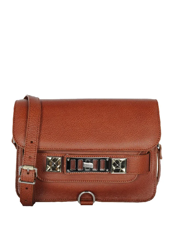 Canvas and Leather Combo Shoulder Bag in Tan for a Rustic LookPS11 Mini Original Version, Saddle