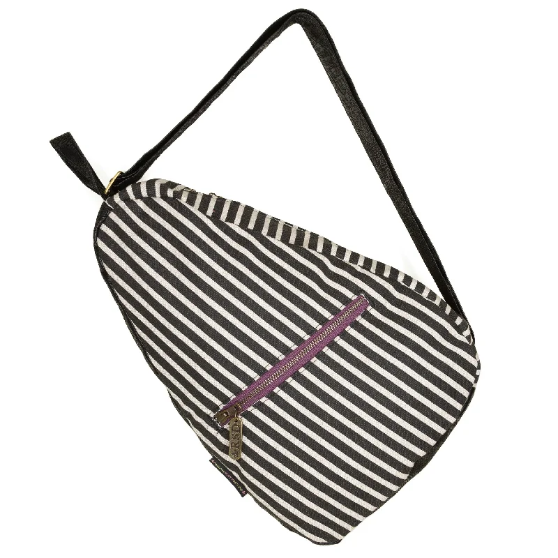 Hand - painted Canvas Crossbody Bag in Yellow for a Unique and Artistic LookRozzi: Black Stripe