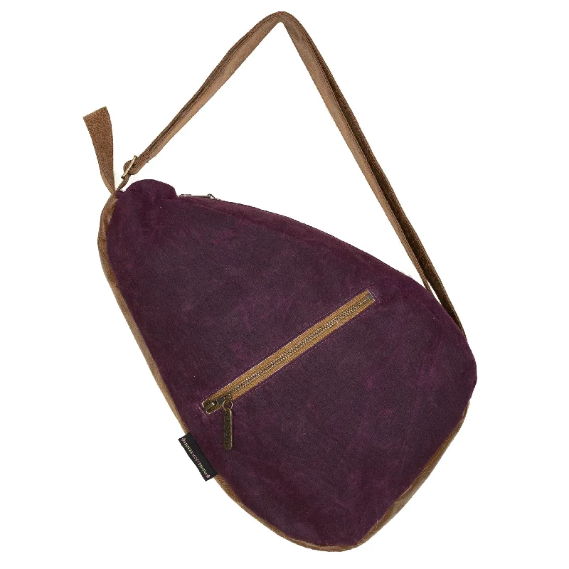 Straw Crossbody Bag in Natural Color for Beach Vacations and Summer DaysRozzi: Eggplant Waxed Canvas