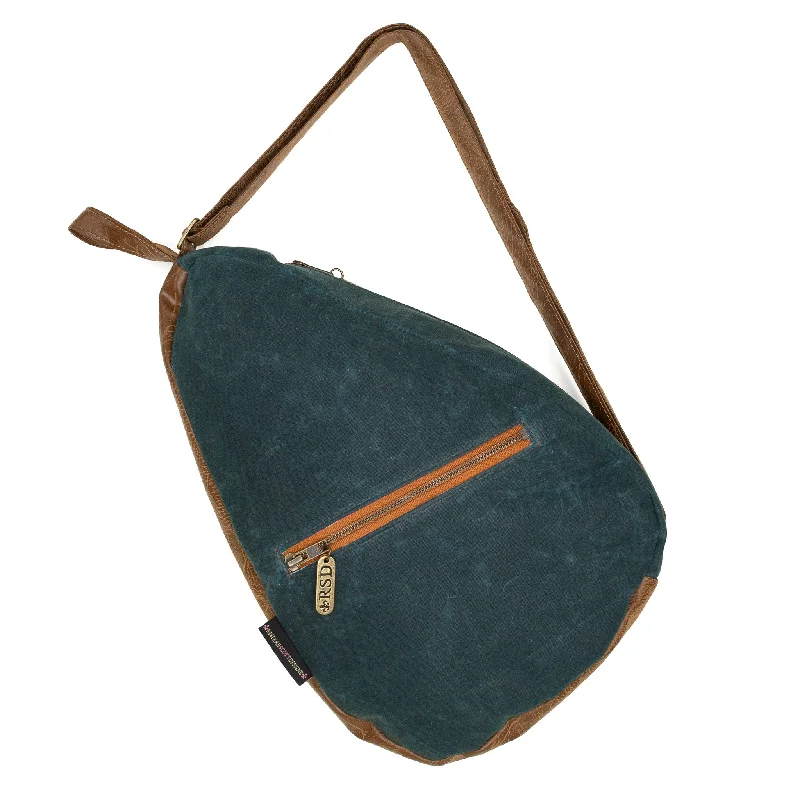 Women's Small Leather Crossbody Bag in Black with Gold Hardware for Evening PartiesRozzi Premier: Deep Teal Waxed Canvas