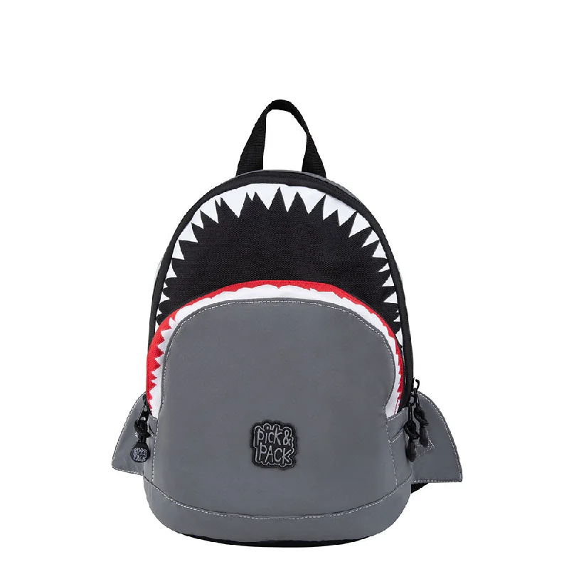 Vintage - Inspired Women's Backpacks in Brown Leather for a Retro AestheticShark Shape Backpack S Visible grey (reflective)