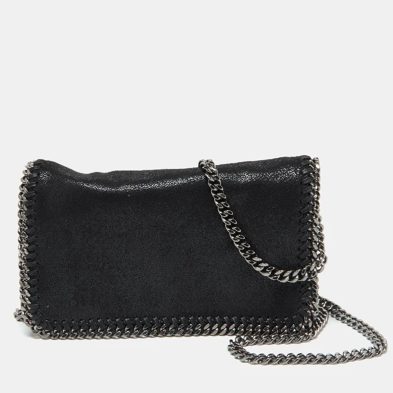 Leather - Trimmed Denim Crossbody Bag in Blue for a Vintage - Inspired LookStella Mccartney Black Faux Suede Falabella Flap Crossbody Bag