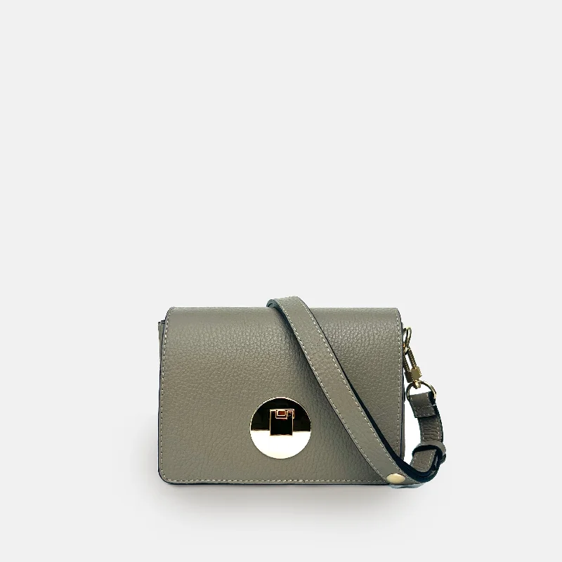 Women's Small Leather Crossbody Bag in Black with Gold Hardware for Evening PartiesThe Newbury Mushroom Leather Bag