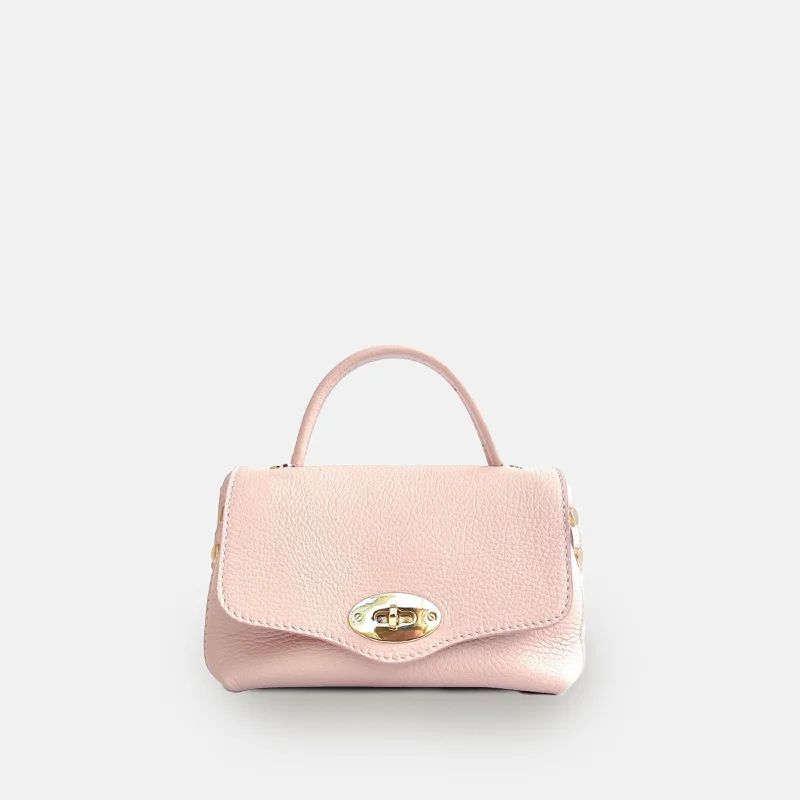 Leather - Trimmed Denim Crossbody Bag in Blue for a Vintage - Inspired LookThe Rachel Pale Pink Leather Bag