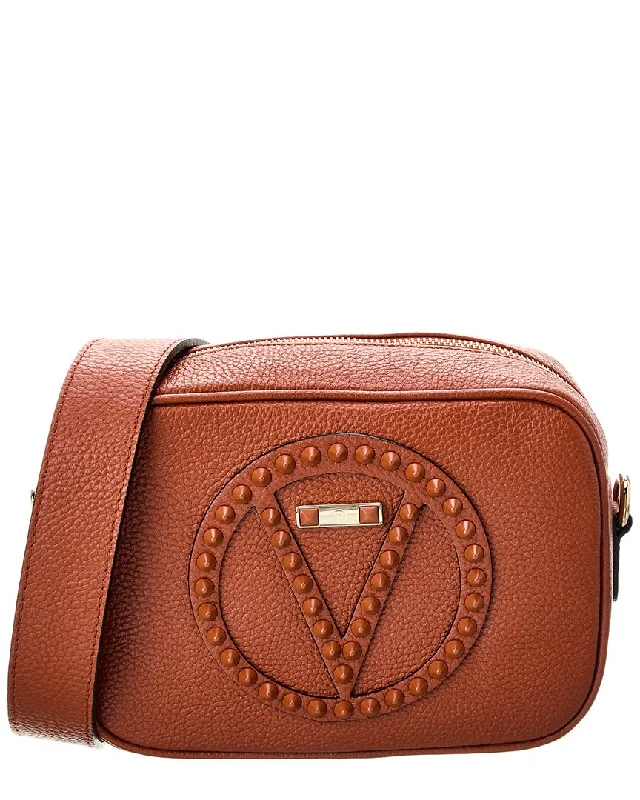 Women's Crossbody Bag with Zippered Pocket on the Back in Red for SecurityValentino by Mario Valentino Mia Rock Leather Crossbody