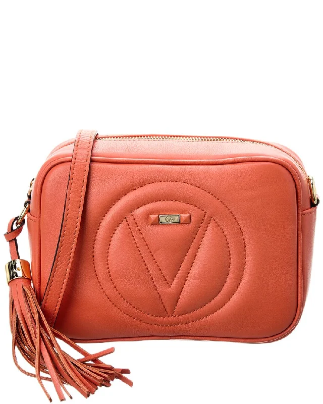 Leather - Trimmed Denim Crossbody Bag in Blue for a Vintage - Inspired LookValentino by Mario Valentino Mia Signature Leather Crossbody