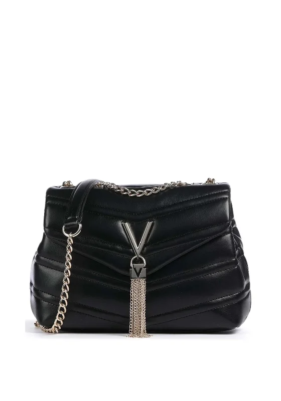 Leather Shoulder Bag with Magnetic Closure in Black for Quick AccessValentino Privilege Tassel Detail Shoulder Bag, Black