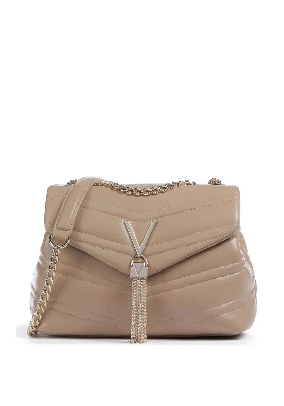 Suede Shoulder Bag in Pink with Tassel Accents for Casual OutingsValentino Privilege Tassel Detail Shoulder Bag, Beige