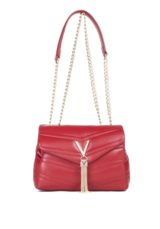 Shoulder Bag with Geometric Pattern in Multicolor for a Contemporary StyleValentino Privilege Tassel Detail Shoulder Bag, Red