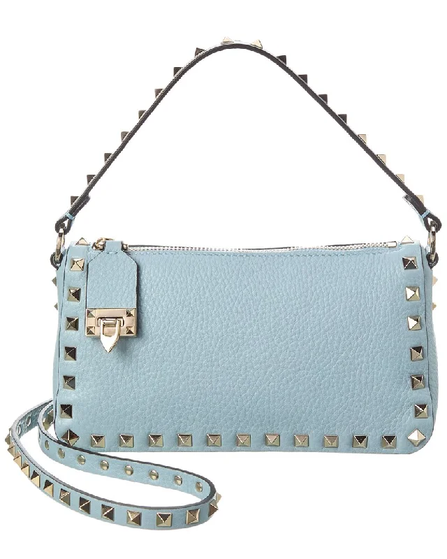 Metallic Crossbody Bag in Silver for New Year's Eve and Special CelebrationsValentino Rockstud Small Grainy Leather Crossbody