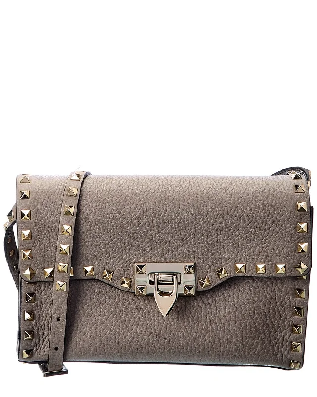 Metallic Crossbody Bag in Silver for New Year's Eve and Special CelebrationsValentino Rockstud Small Grainy Leather Crossbody